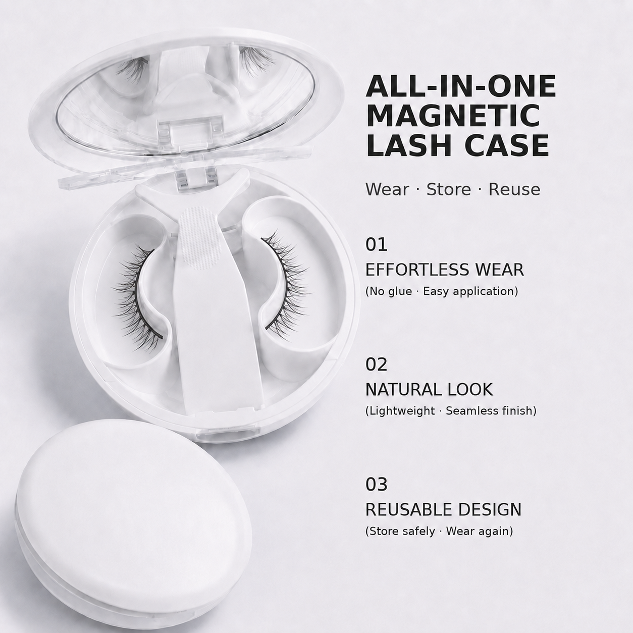 Natural Glam 03 — Pear Blossom Black Soft Cluster Magnetic Lashes